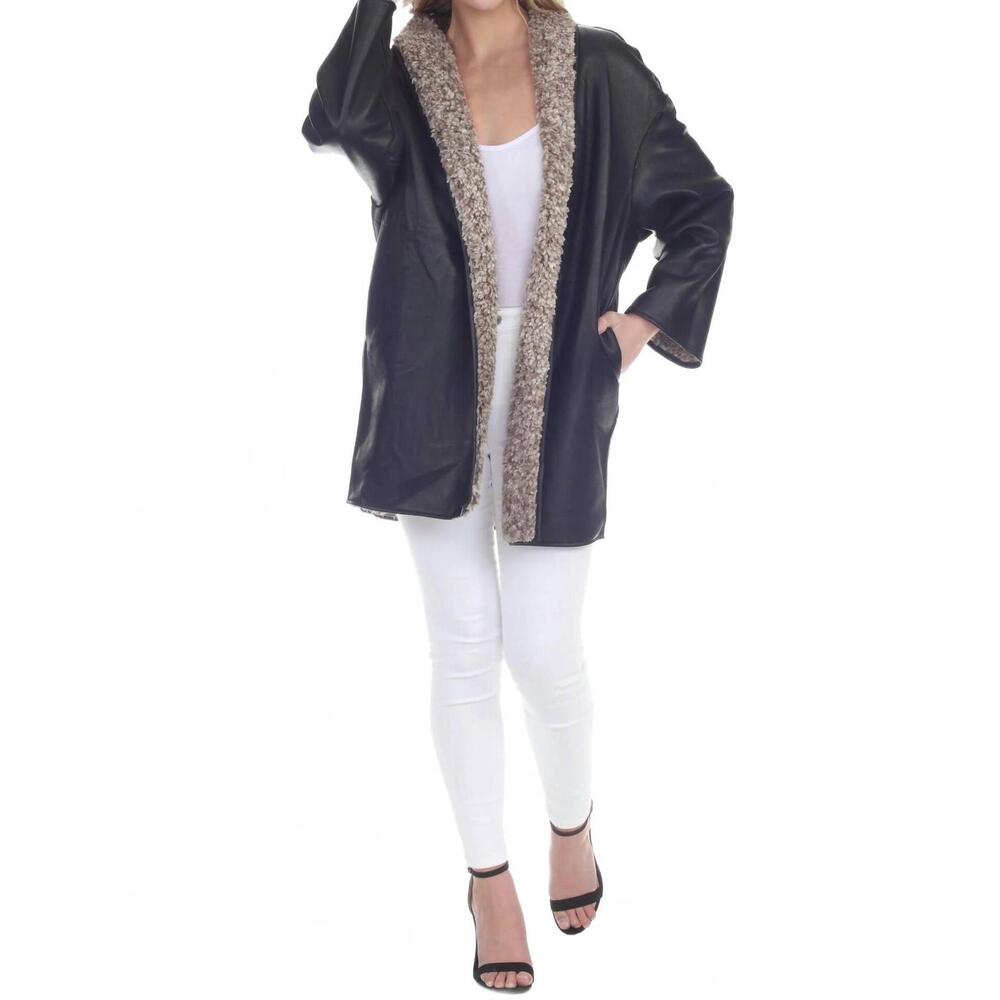 NEW RAIN + ROSE coraline reversible coat in black